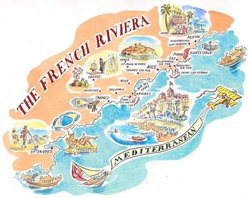 Por que a Riviera Francesa? - mapa do guia de viagem da riviera francesa